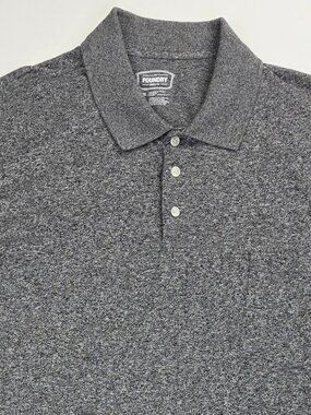 Foundry Size 2XL Mens Charcoal Short Sleeve Spread Collar Cotton Polyester Polo